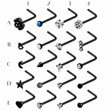 Load image into Gallery viewer, Nose Studs L Shape Black